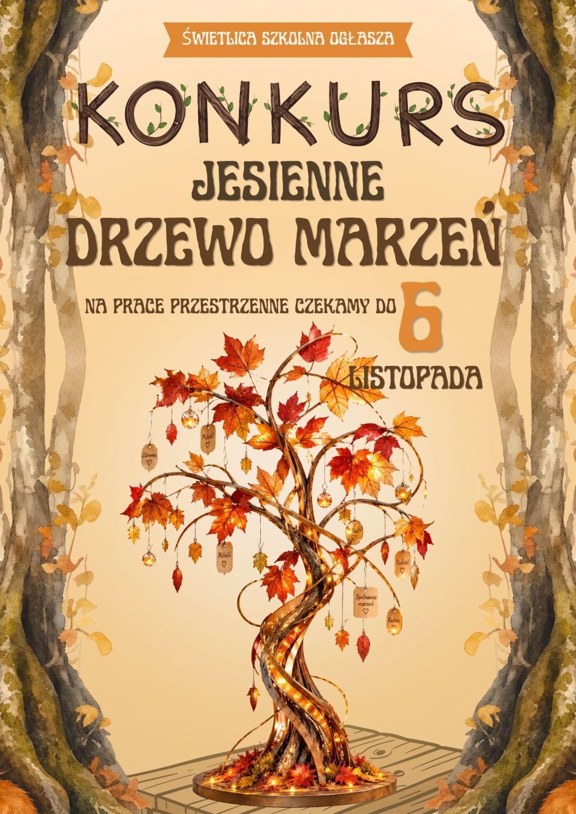 plakat jesienne drzewo marzeń